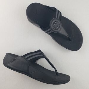 FitFlop Women's Walkstar Toe Post Sandals Classic Black Size 7